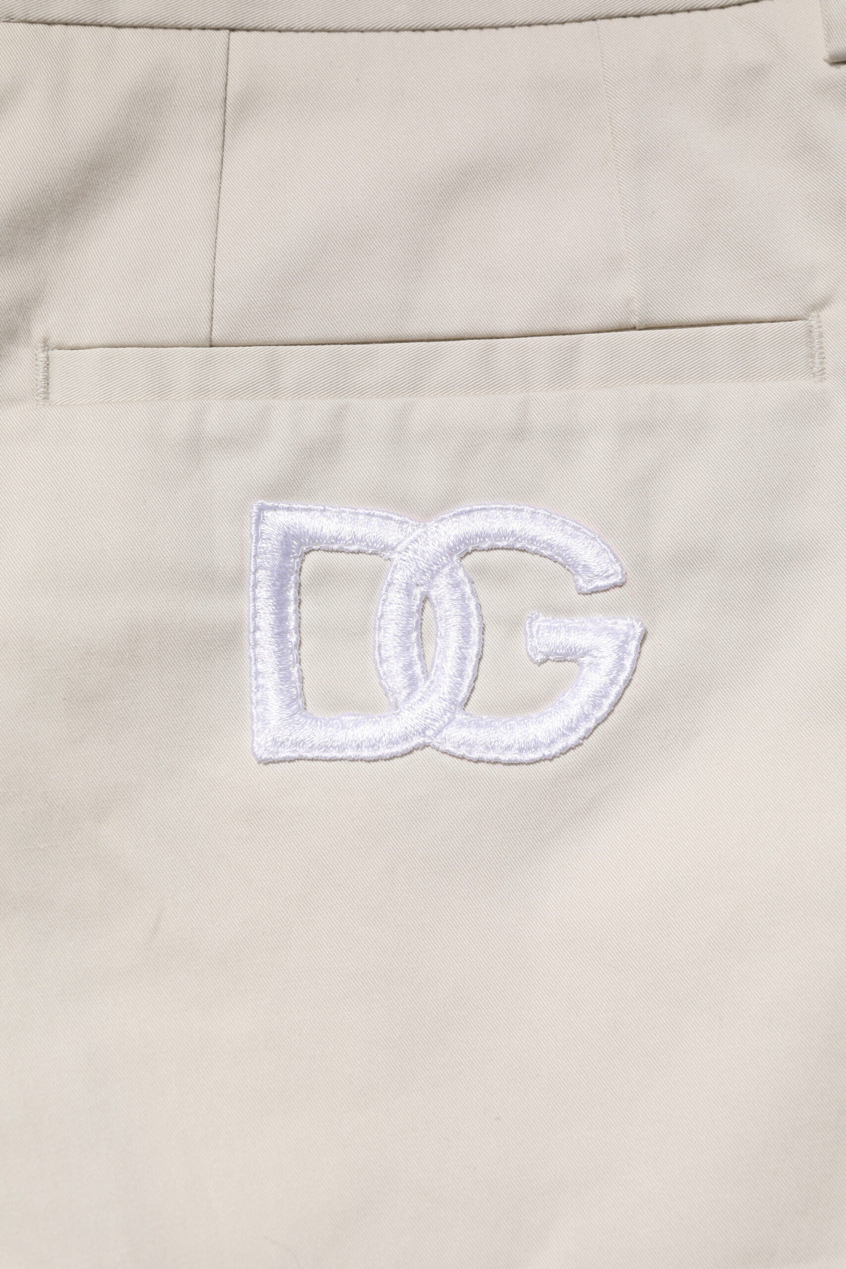 Beige Cotton Stretch Mid Waist Bermuda Shorts