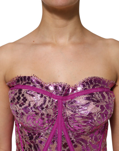Pink Bustier Sleeveless Corset Blouse Top