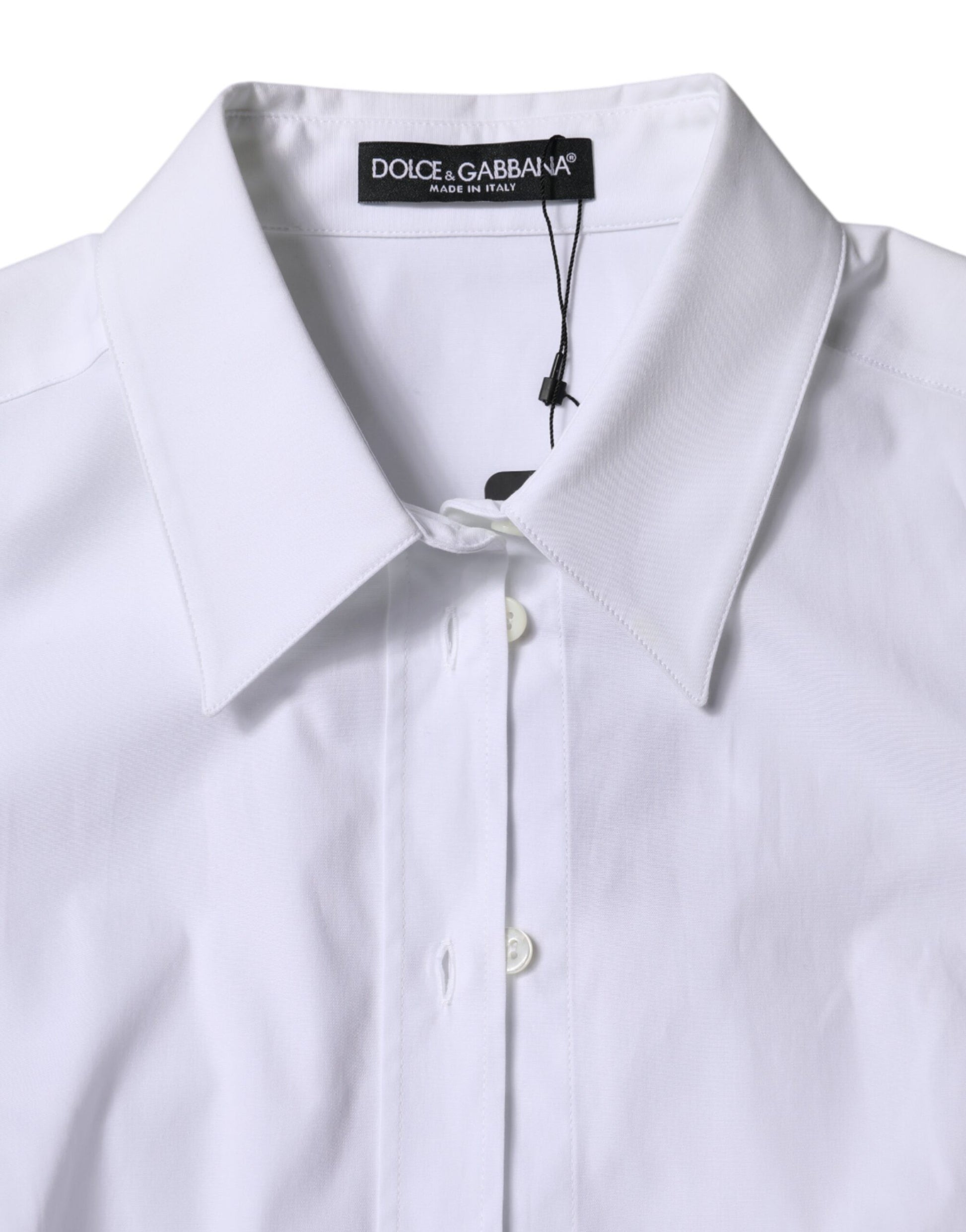 White Cotton Collared Long Sleeves Shirt Top
