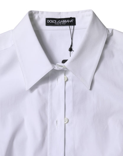 White Cotton Collared Long Sleeves Shirt Top