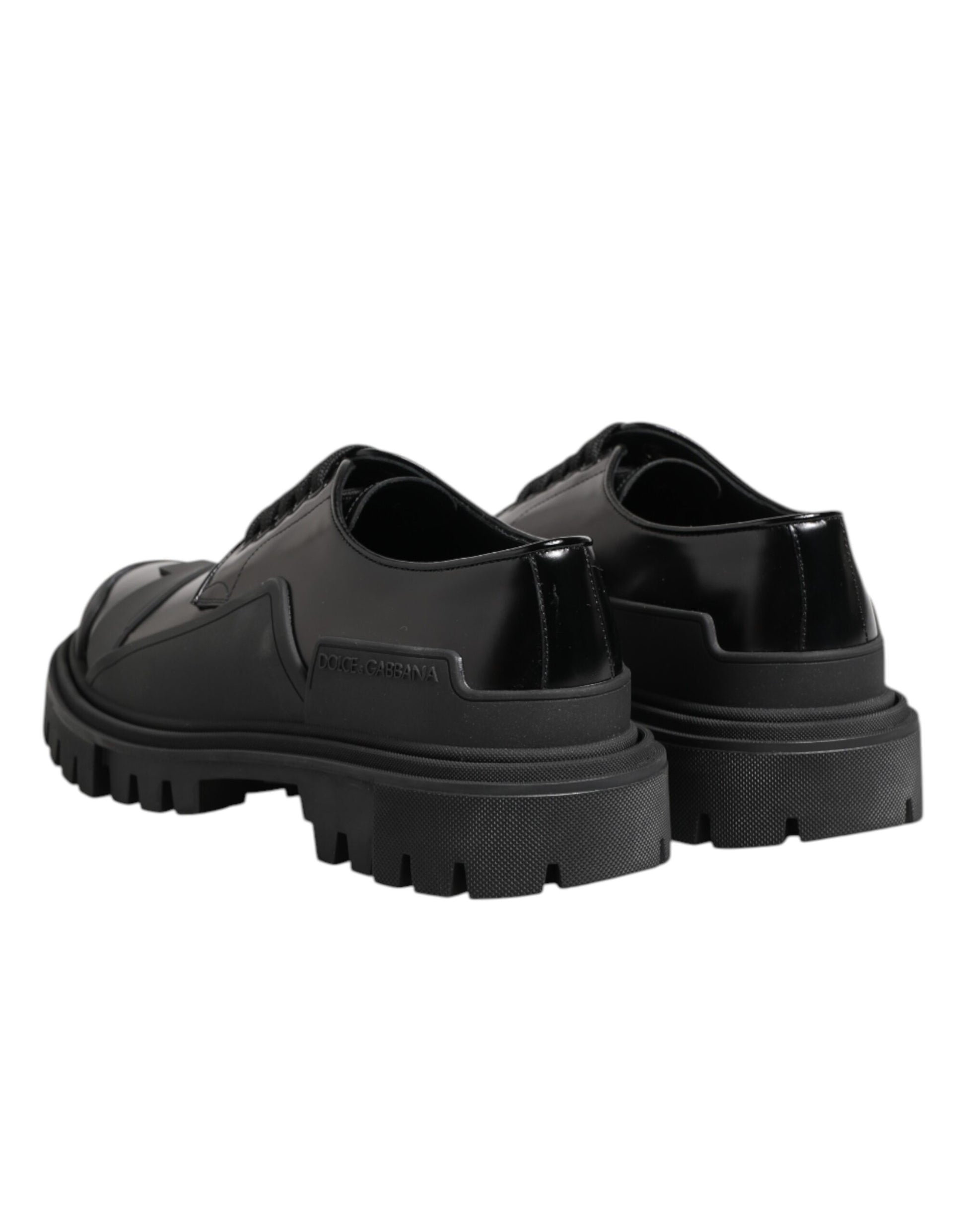 Black Patent Leather Trekking Derby Shoes
