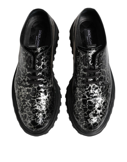 Black White Calfskin Chunky Derby Shoes