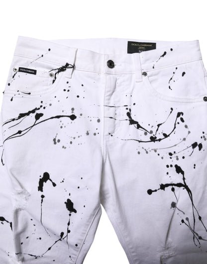 White ColorSplash Skinny Denim Jeans