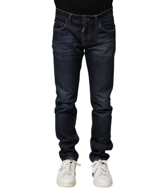 Dark Blue Cotton Skinny Denim Jeans