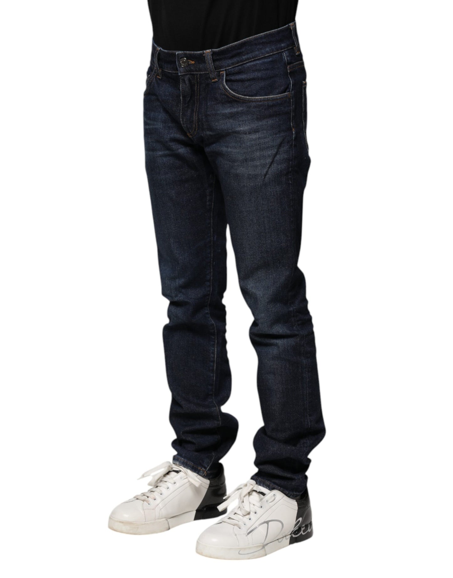 Dark Blue Cotton Skinny Denim Jeans