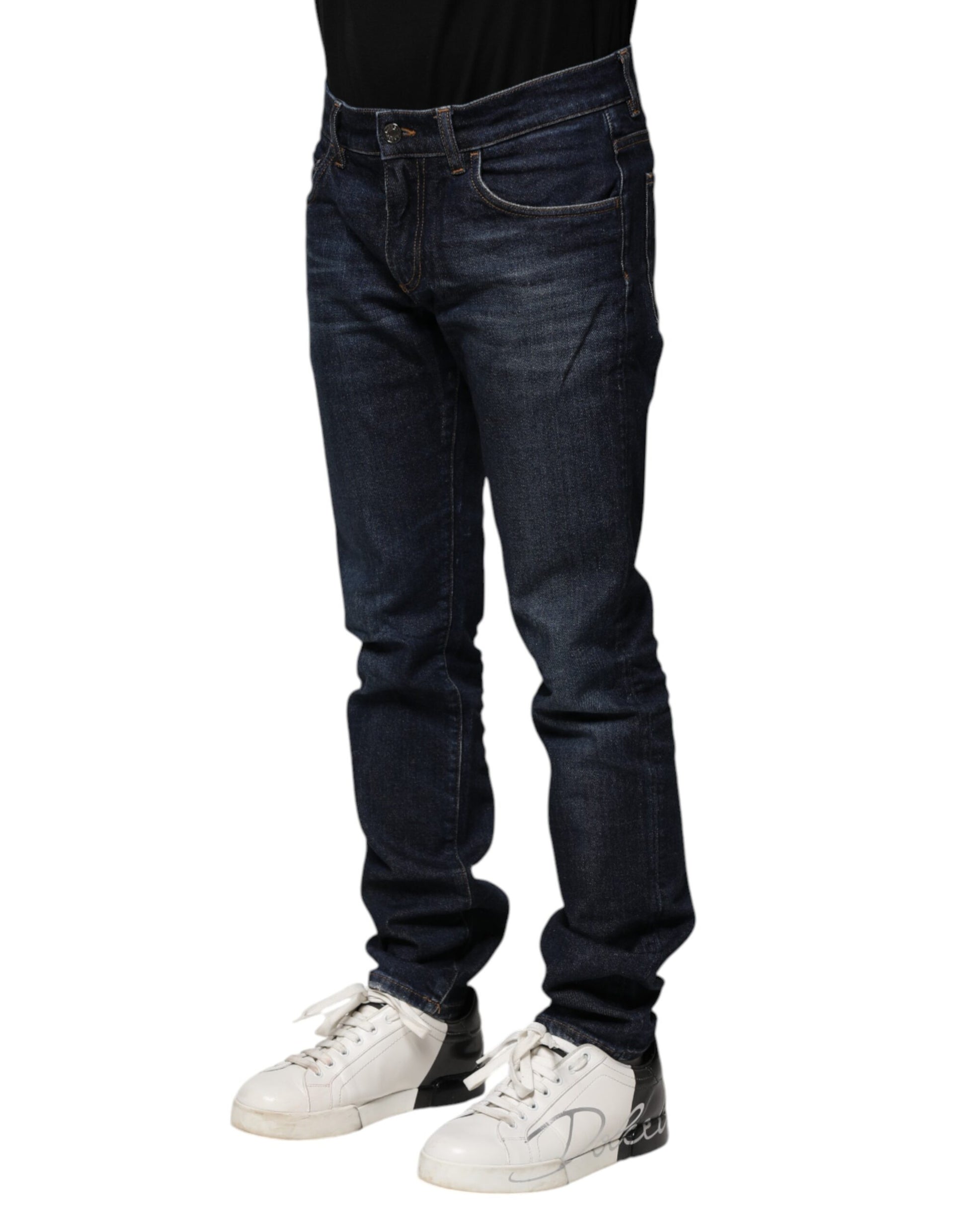 Dark Blue Cotton Skinny Denim Jeans