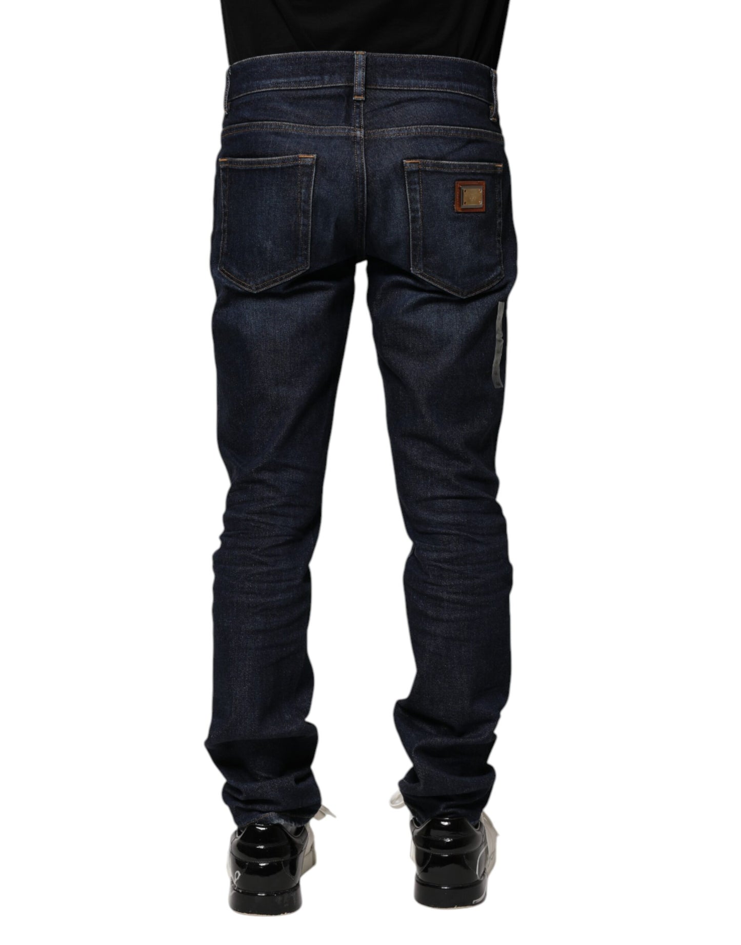 Dark Blue Cotton Skinny Denim Jeans