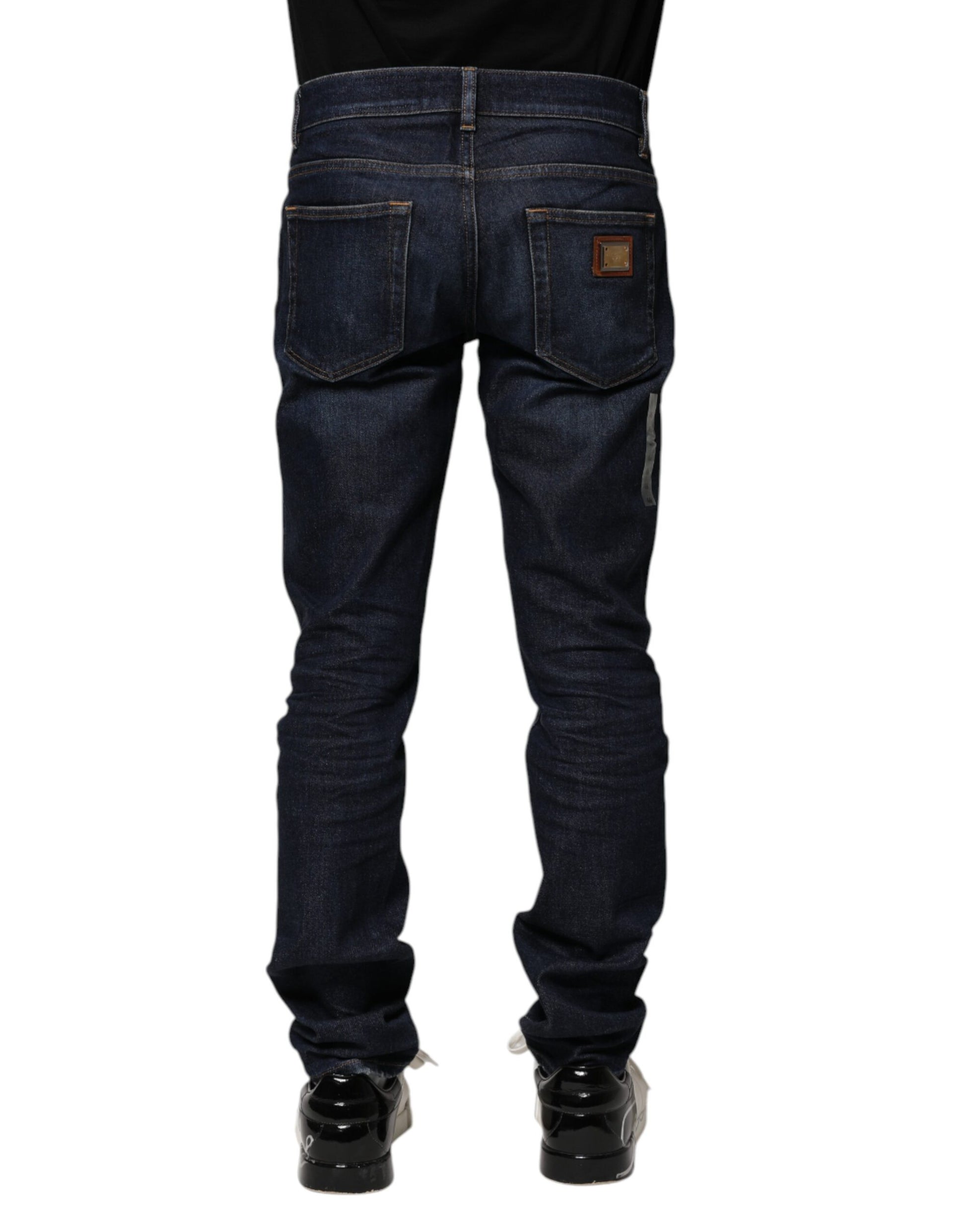 Dark Blue Cotton Skinny Denim Jeans