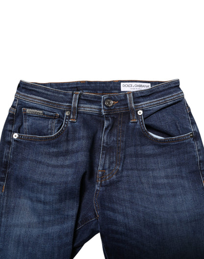 Dark Blue Cotton Skinny Denim Jeans