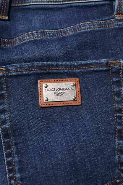 Dark Blue Cotton Skinny Denim Jeans