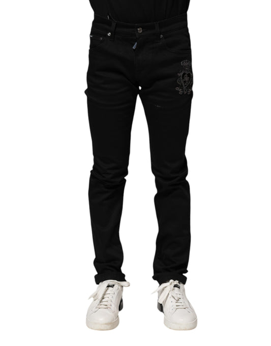 Black Cotton Skinny Men Denim Jeans