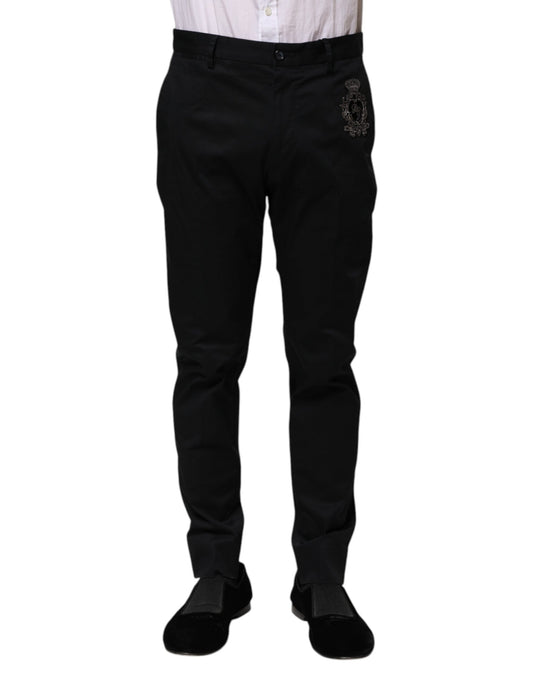 Dark Blue Logo Cotton Dress Pants
