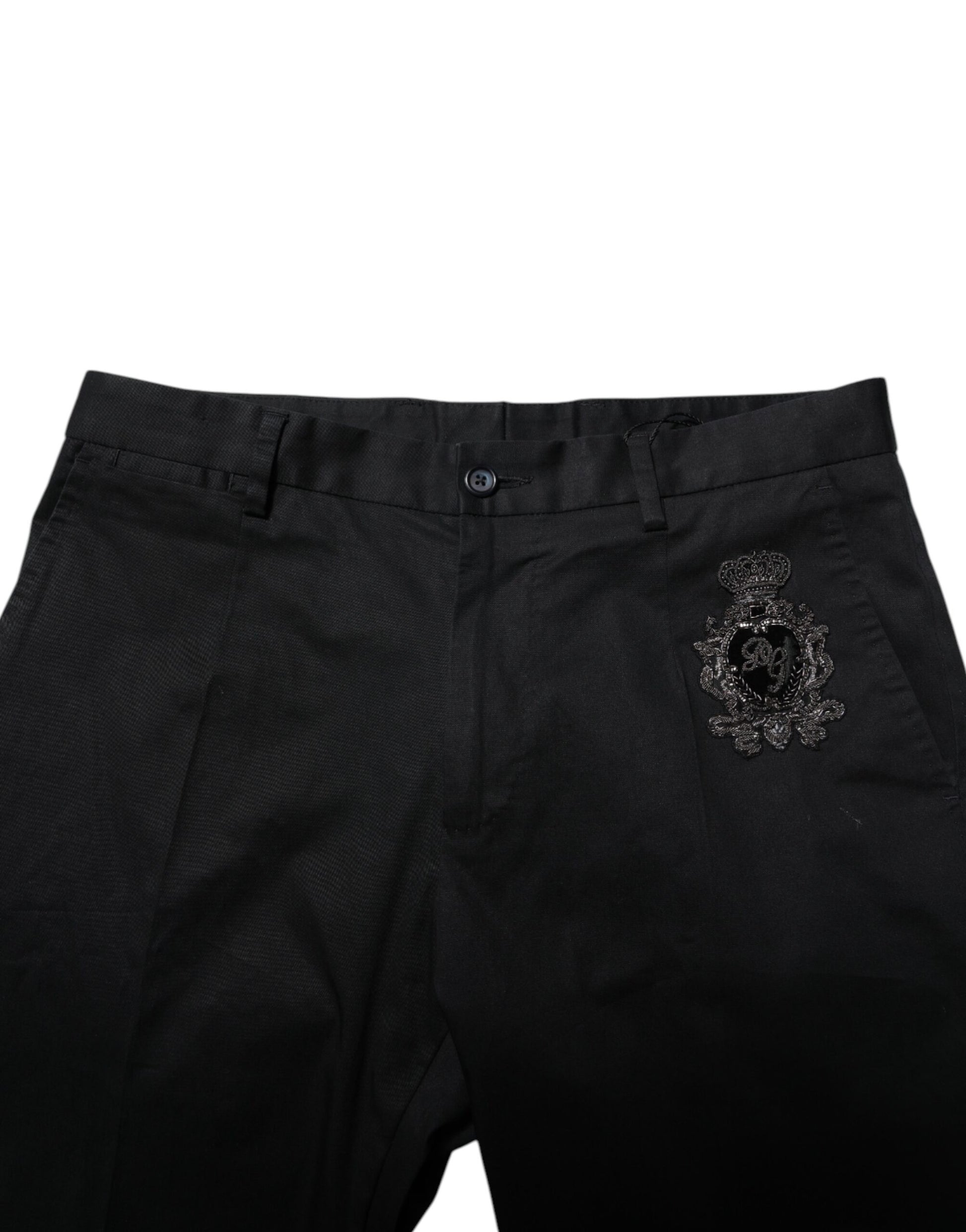 Dark Blue Logo Cotton Dress Pants