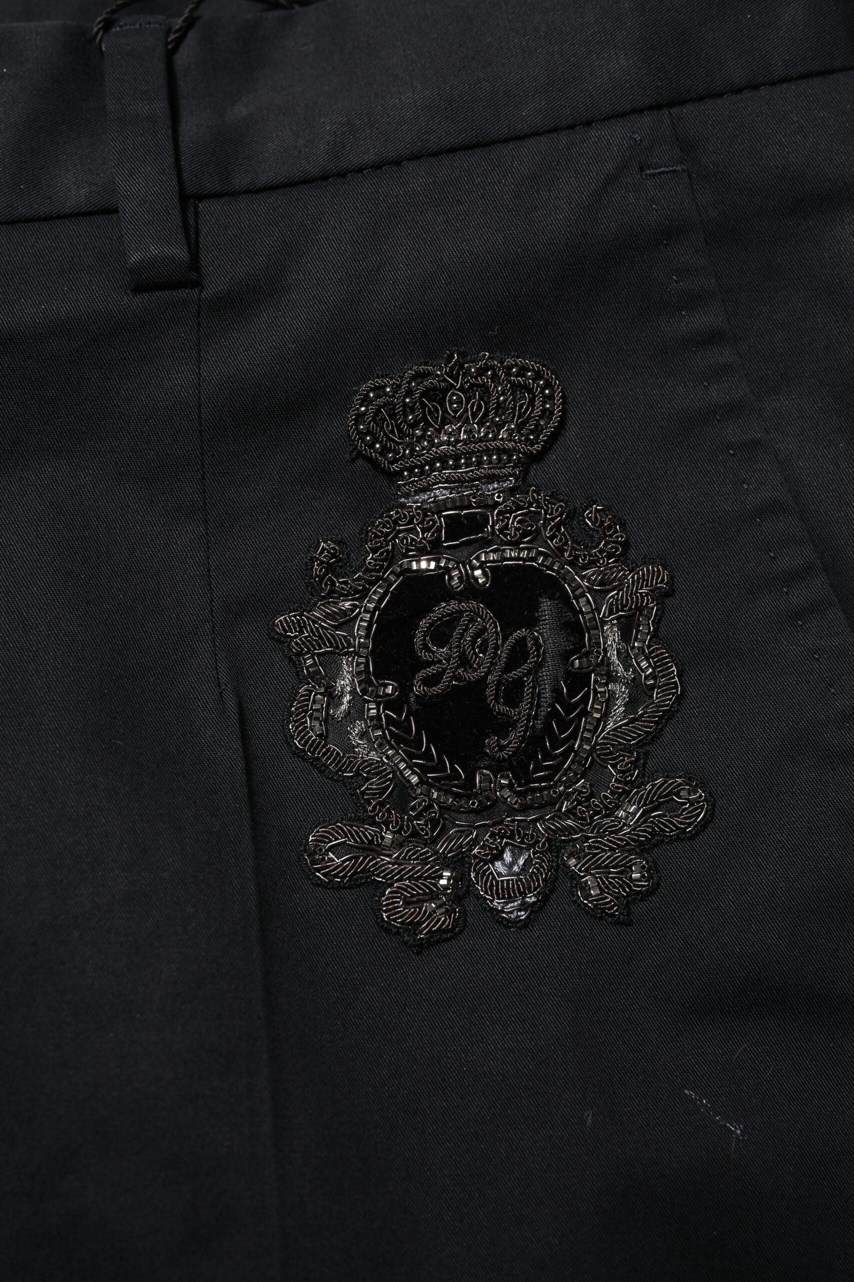Dark Blue Logo Cotton Dress Pants