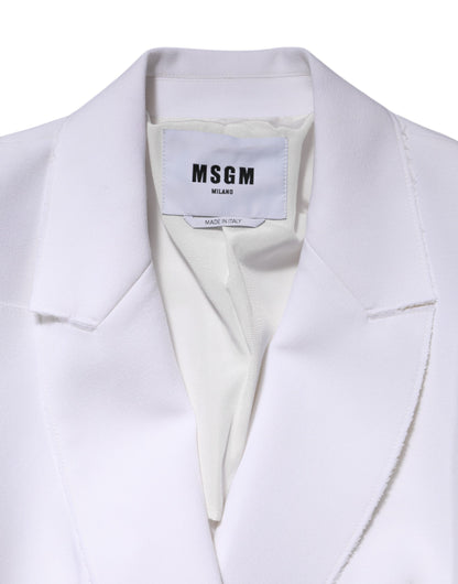 White Polyester Long Sleeves Ruffled Wrap Jacket