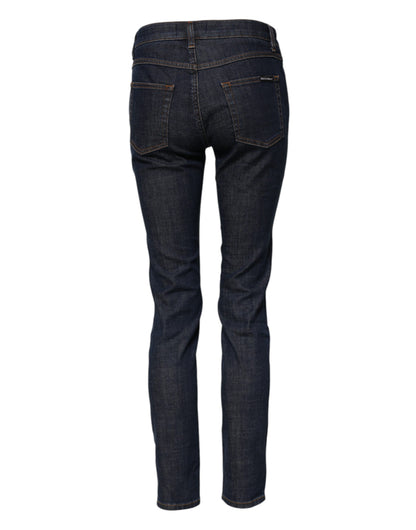 Blue Skinny Cotton Mid Waisted Denim Jeans
