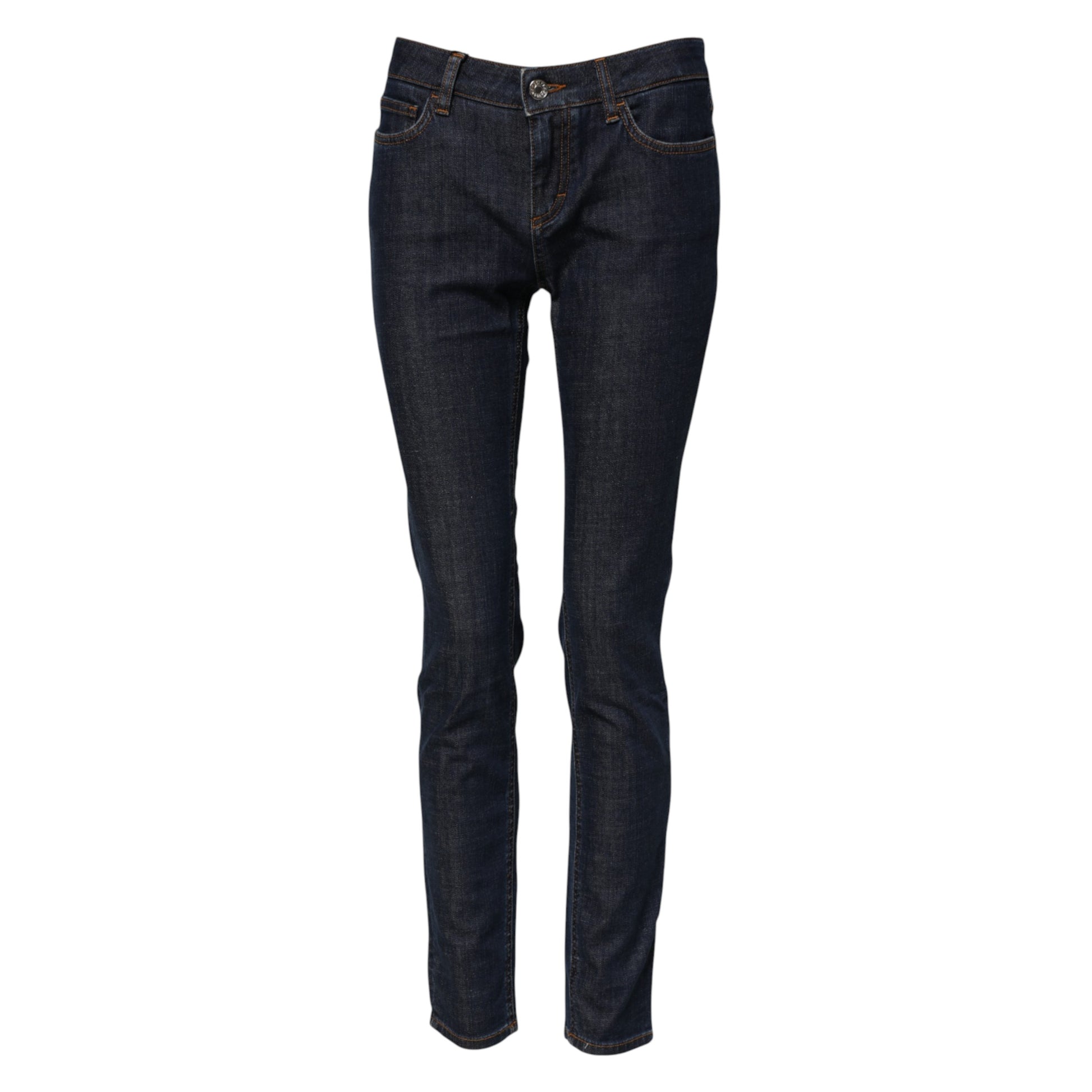 Blue Skinny Cotton Mid Waisted Denim Jeans