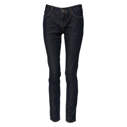 Blue Skinny Cotton Mid Waisted Denim Jeans