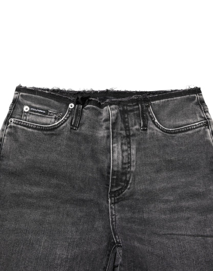 Gray Skinny Cotton Mid Waisted Denim Jeans