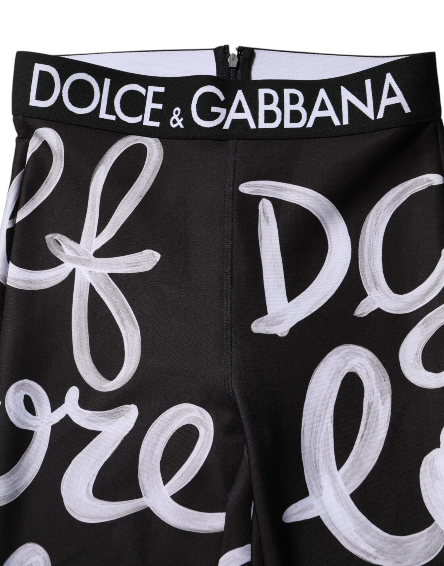 Black Polyester Logo Print Mid Waisted Pants