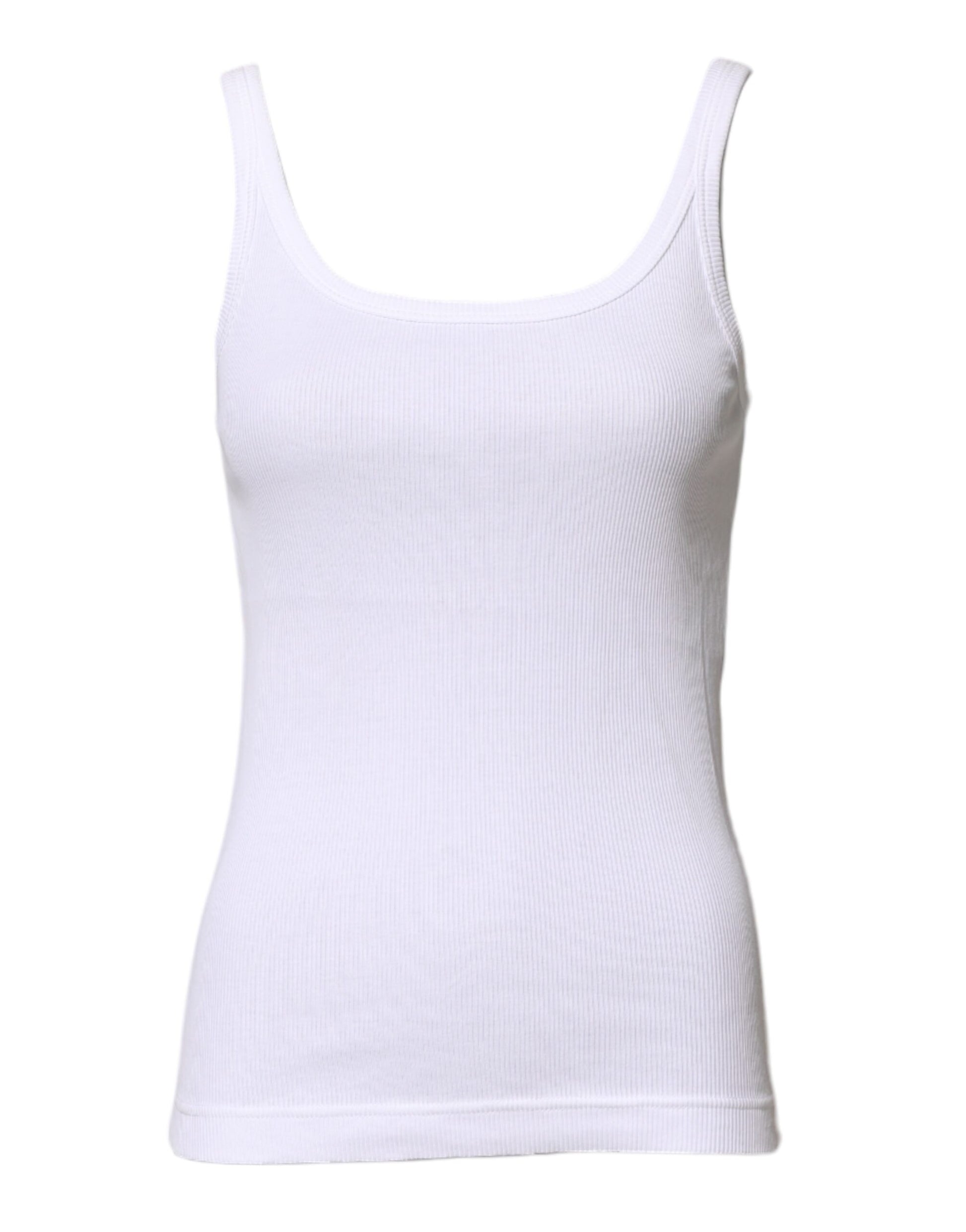 White Cotton Sleeveless Round Neck Tank Top