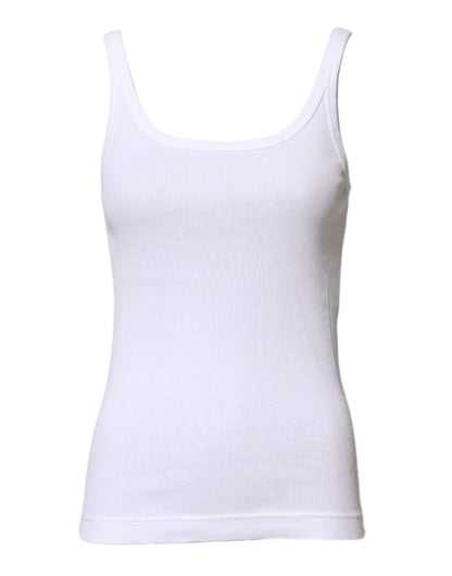 White Cotton Sleeveless Round Neck Tank Top