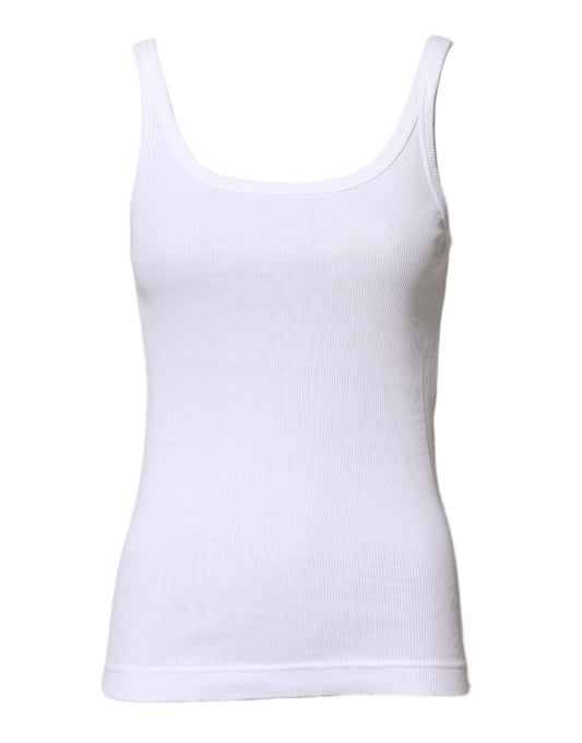 White Cotton Sleeveless Round Neck Tank Top