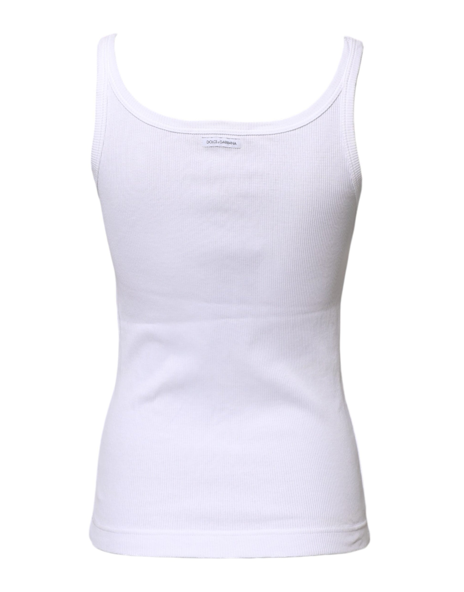 White Cotton Sleeveless Round Neck Tank Top