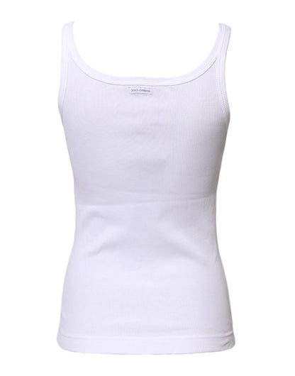 White Cotton Sleeveless Round Neck Tank Top