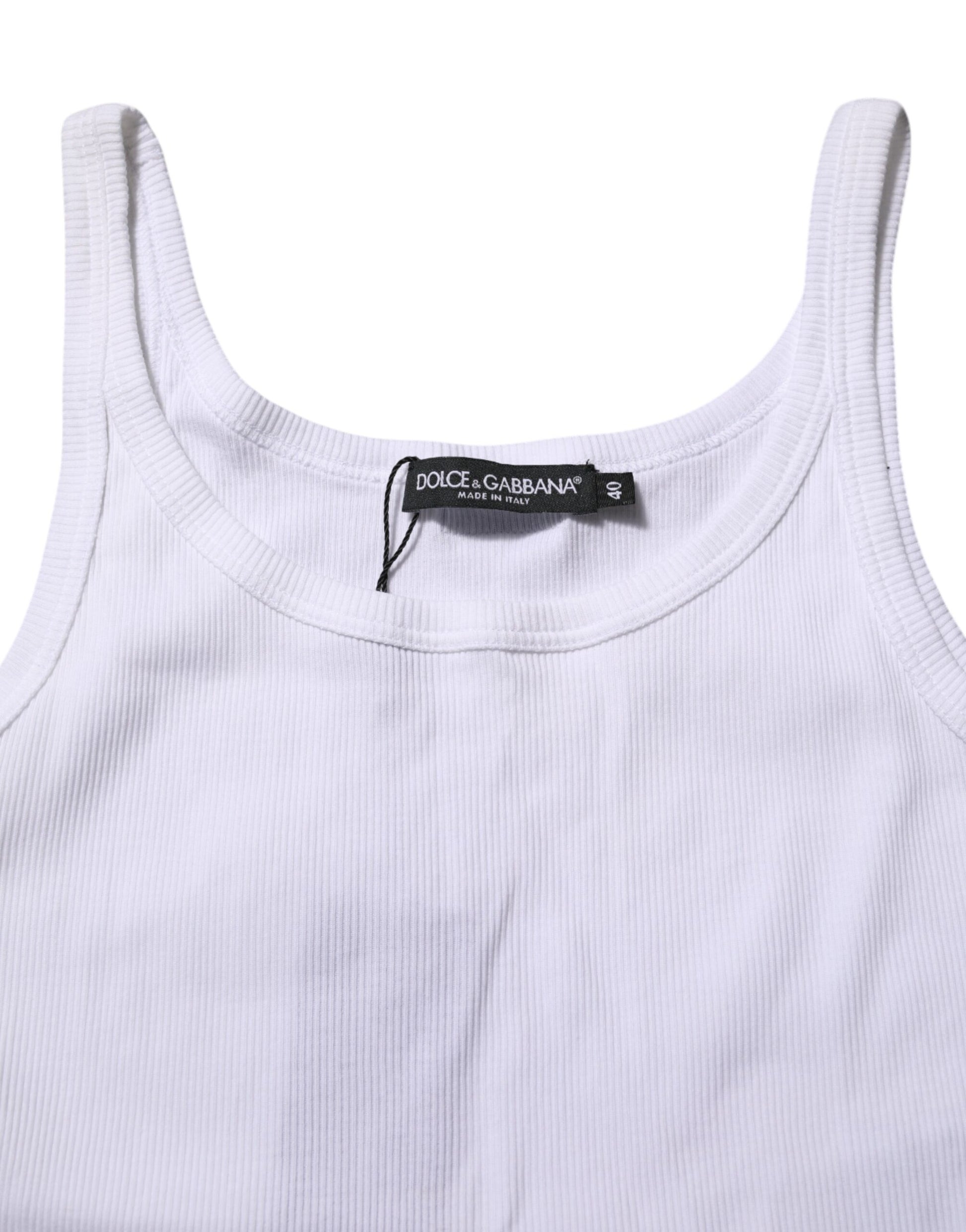 White Cotton Sleeveless Round Neck Tank Top