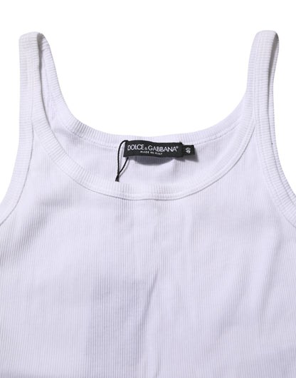 White Cotton Sleeveless Round Neck Tank Top