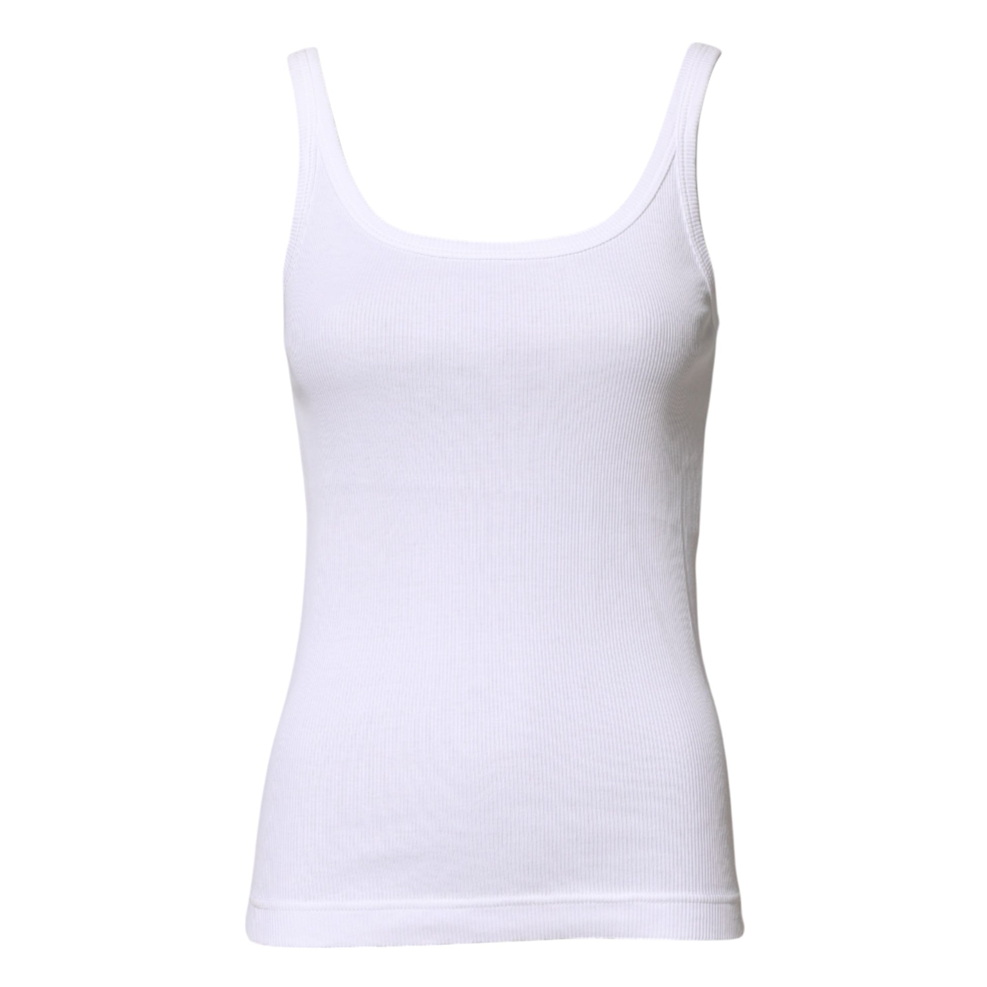 White Cotton Sleeveless Round Neck Tank Top