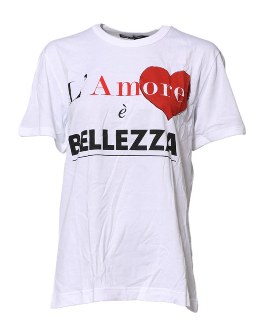 White Cotton Graphic Print Crew Neck T-shirt
