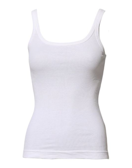 White Cotton Sleeveless Round Neck Tank Top