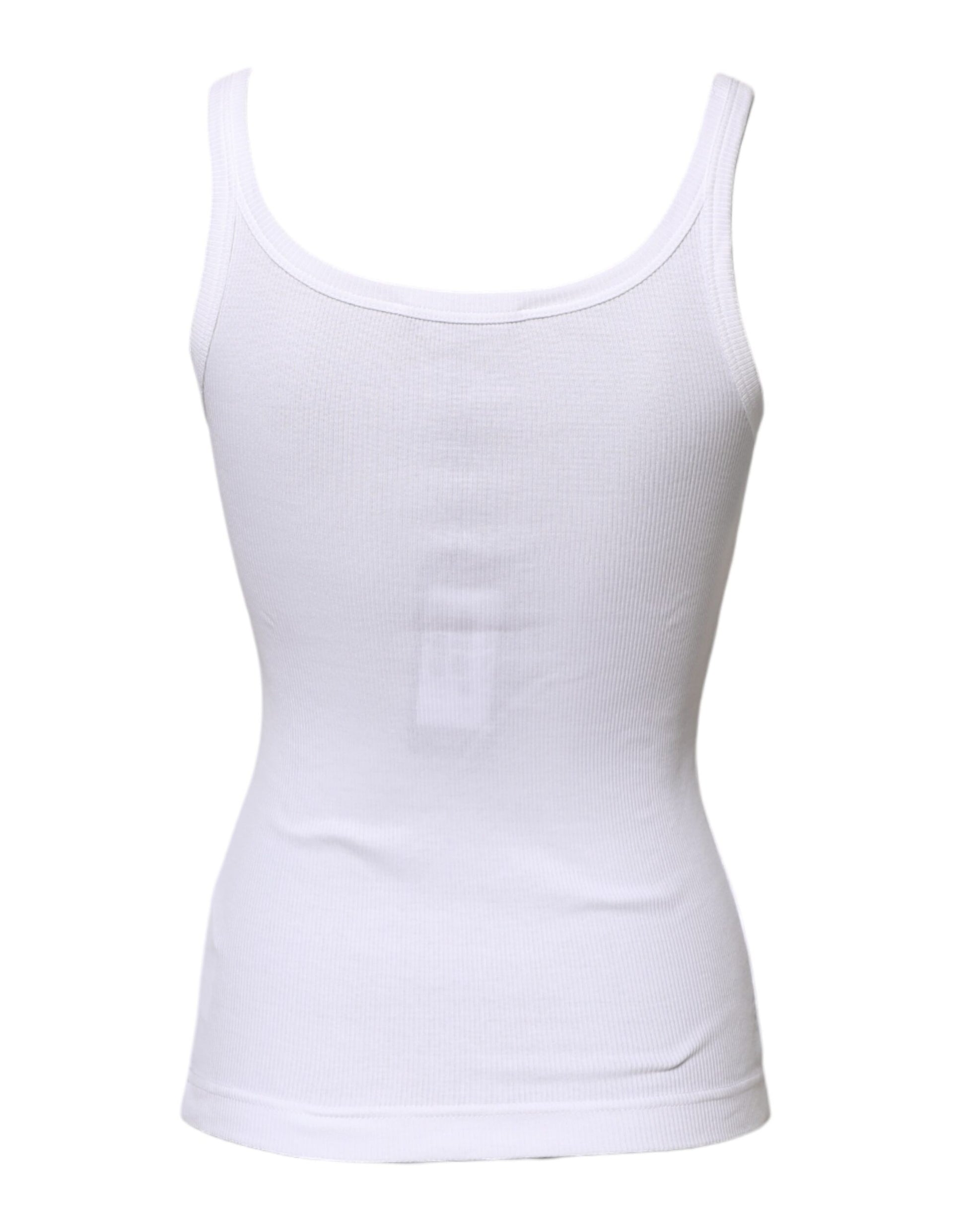 White Cotton Sleeveless Round Neck Tank Top