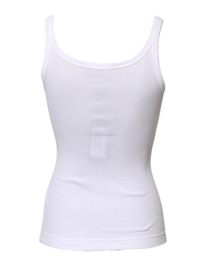 White Cotton Sleeveless Round Neck Tank Top