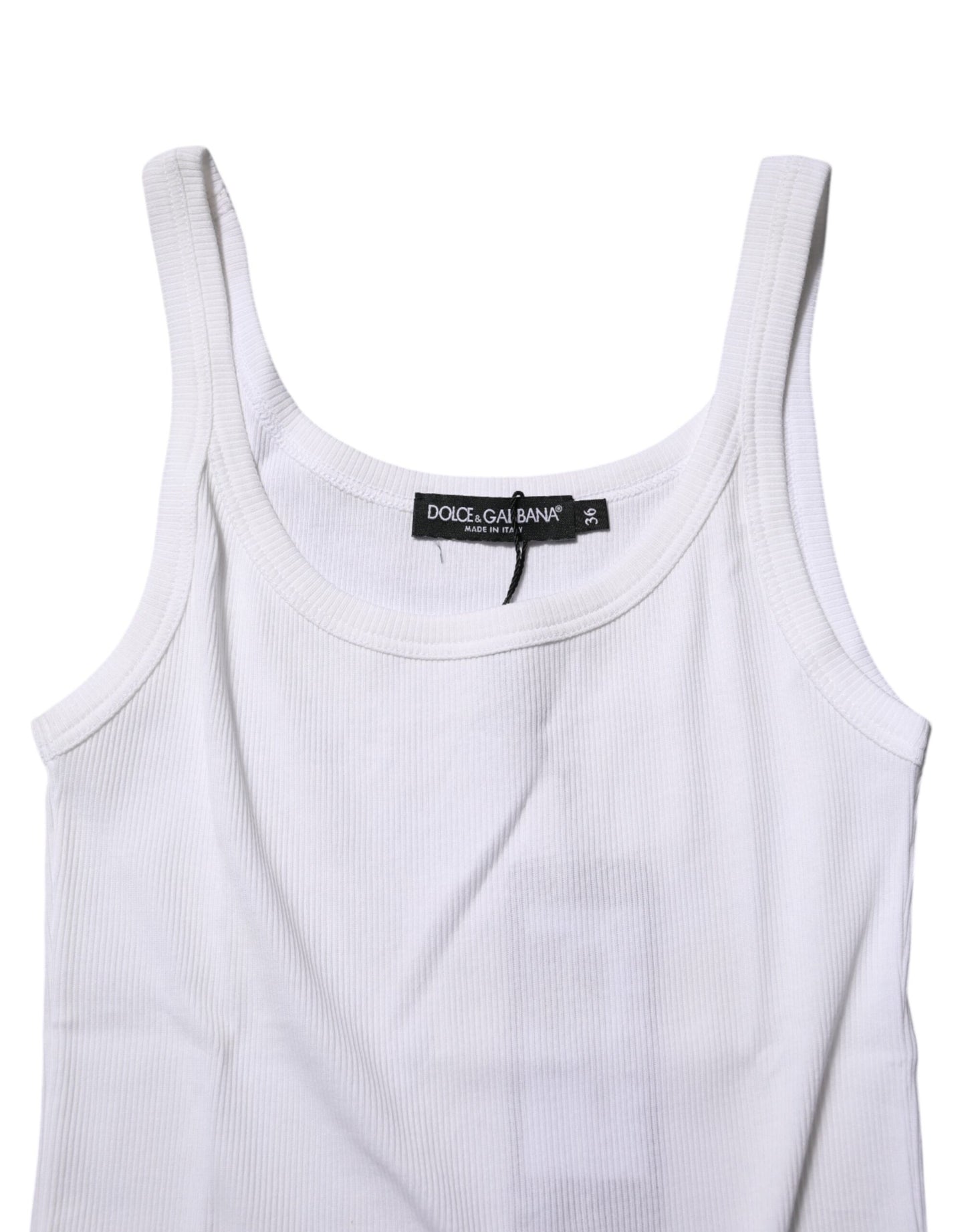 White Cotton Sleeveless Round Neck Tank Top