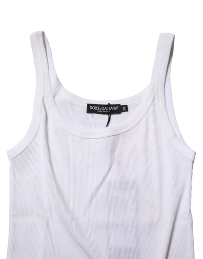 White Cotton Sleeveless Round Neck Tank Top