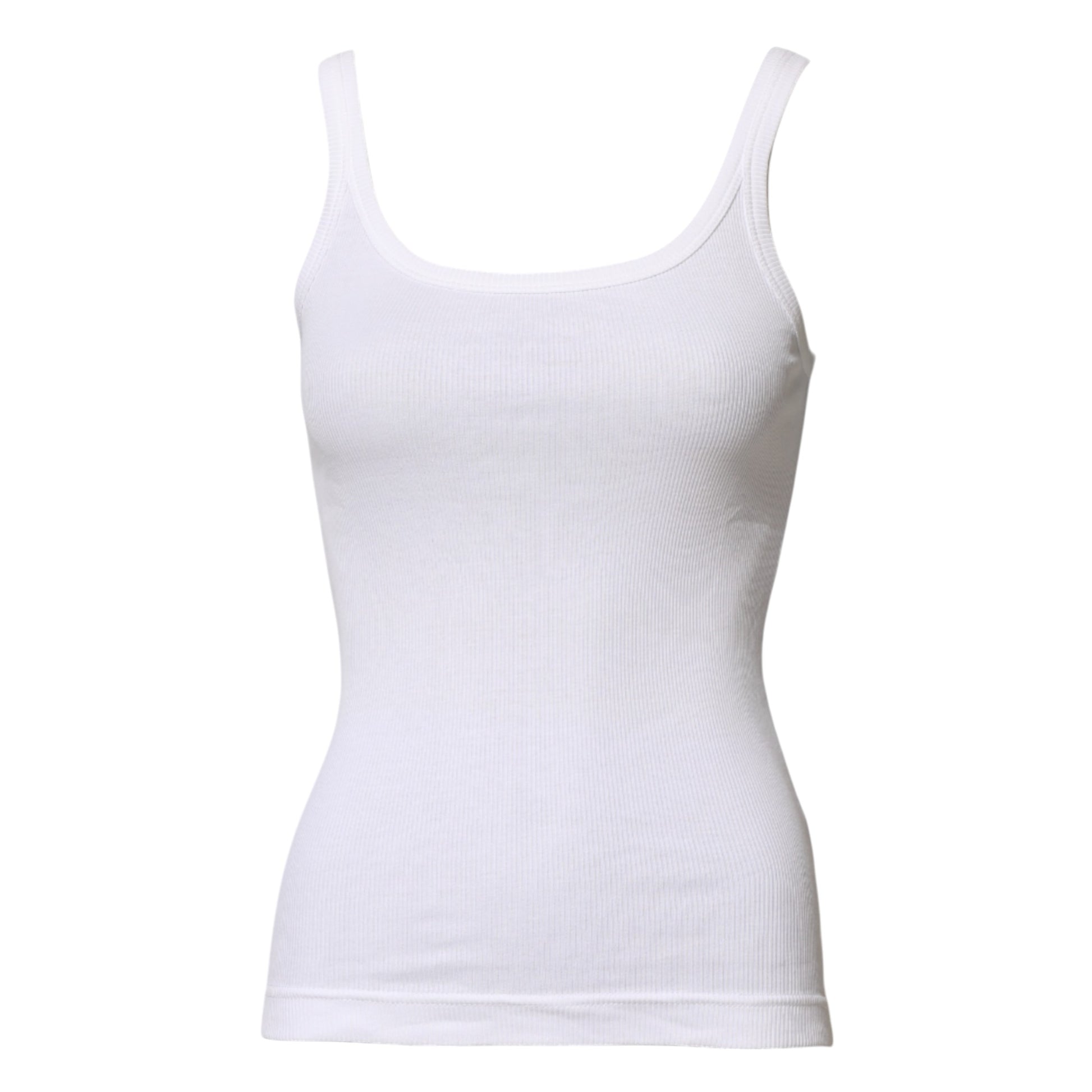 White Cotton Sleeveless Round Neck Tank Top
