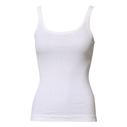 White Cotton Sleeveless Round Neck Tank Top