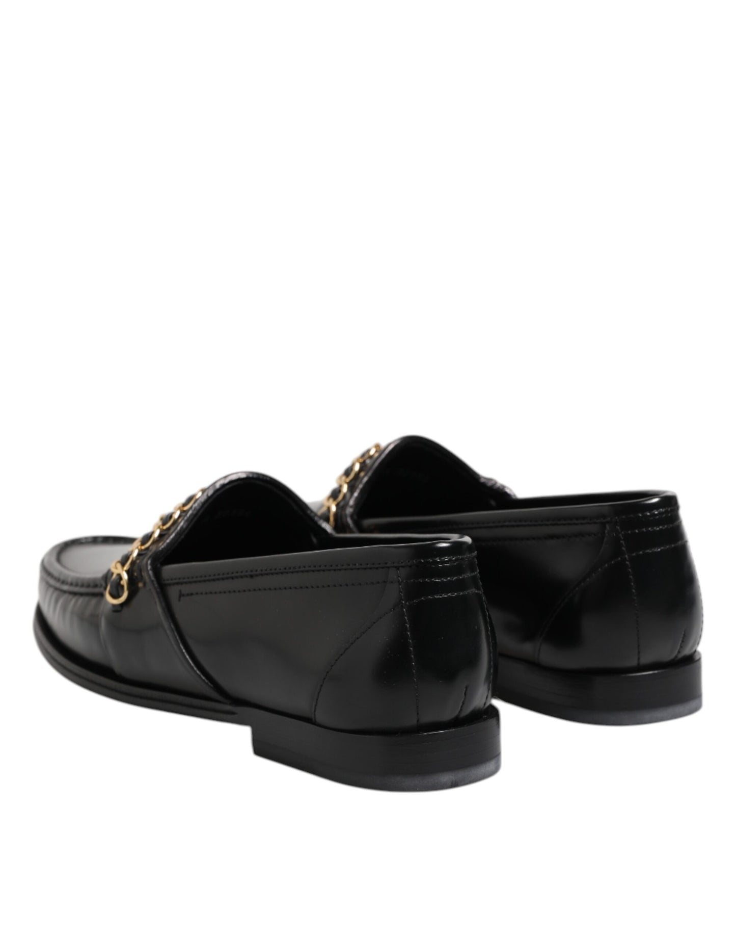 Black Leather Chain Slip On Loafers Men Dress Shoes