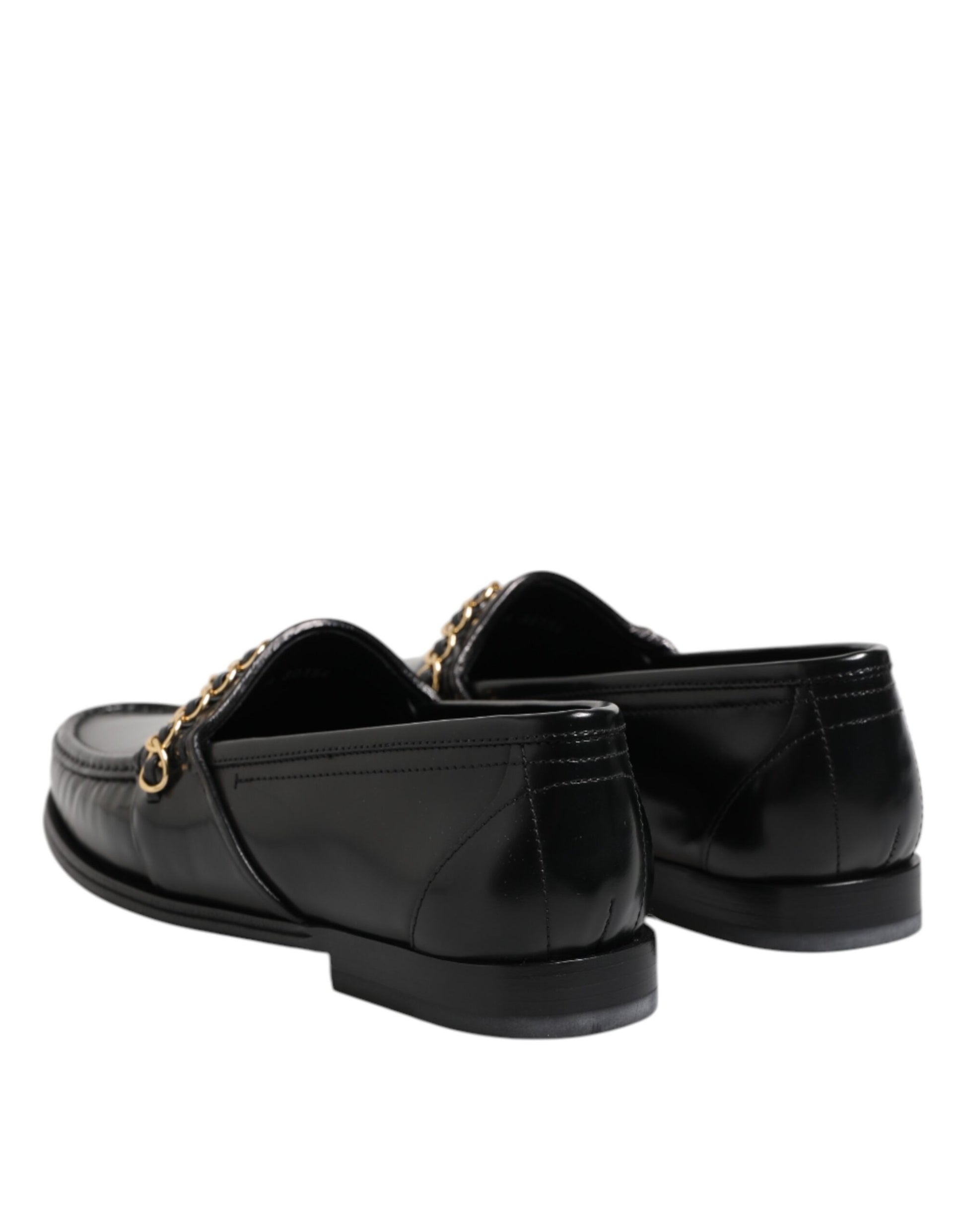 Black Leather Chain Slip On Loafers Men Dress Shoes
