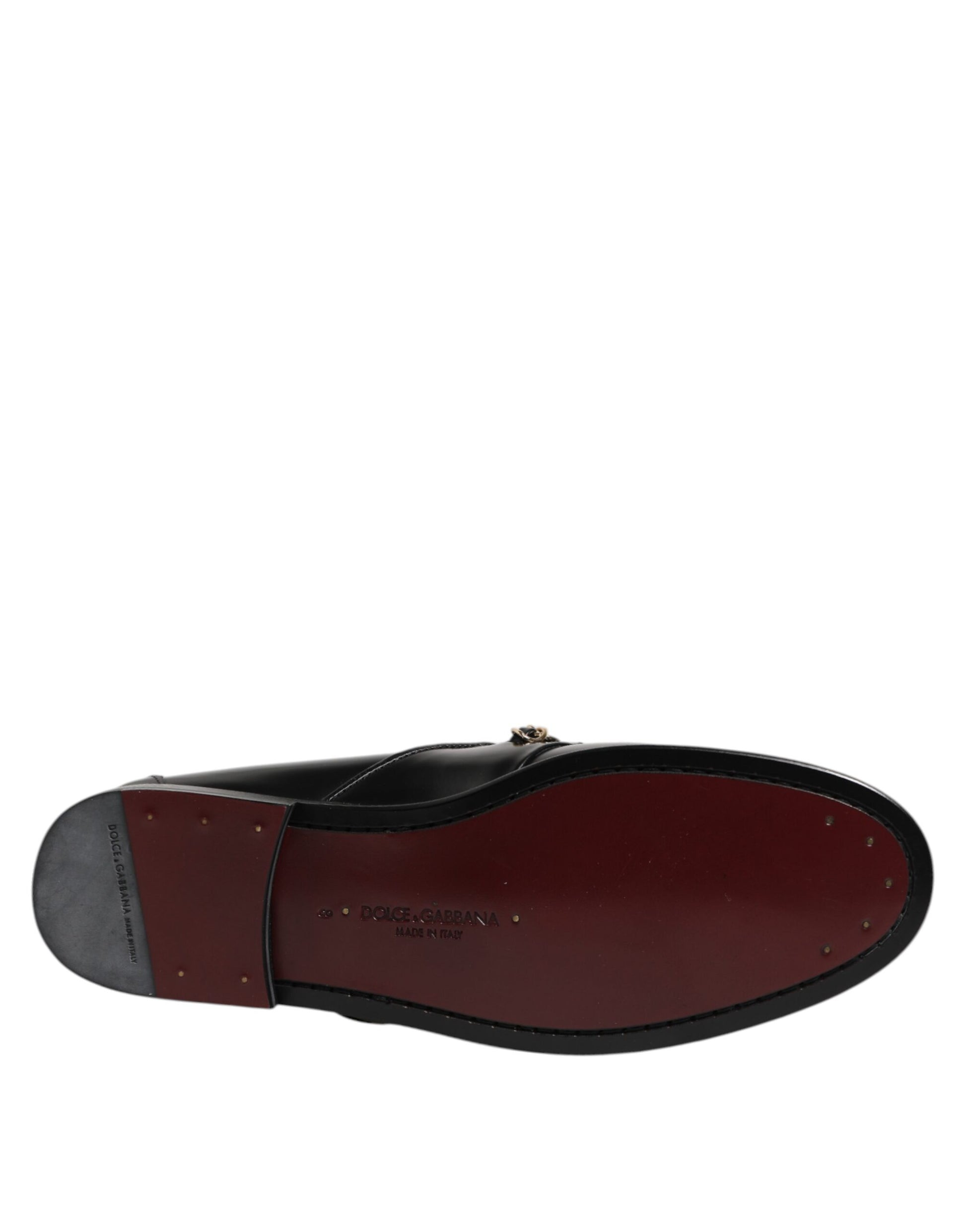 Black Leather Chain Slip On Loafers Men Dress Shoes