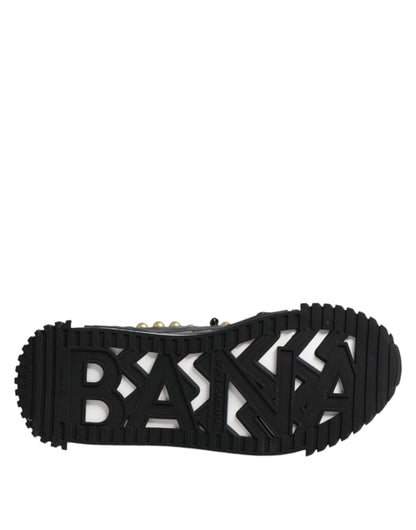 Black Leather Studded Ankle Strap Sandals Shoes