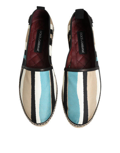 Multicolor Stripes Canvas Flat Espadrille Shoes