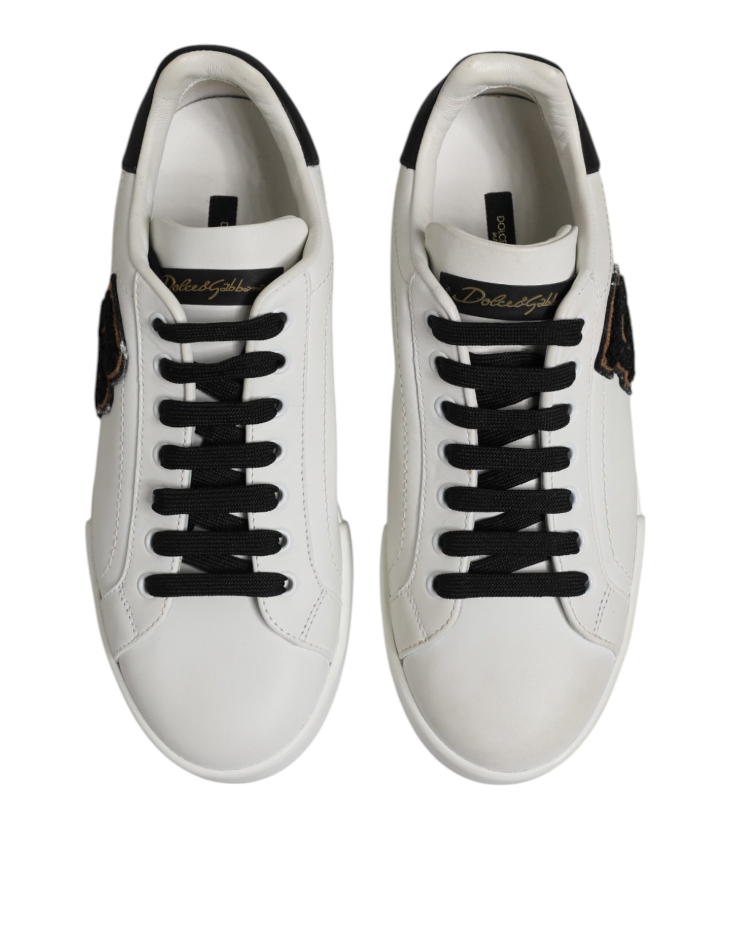 White Black Leather Lace Up Sneakers Shoes