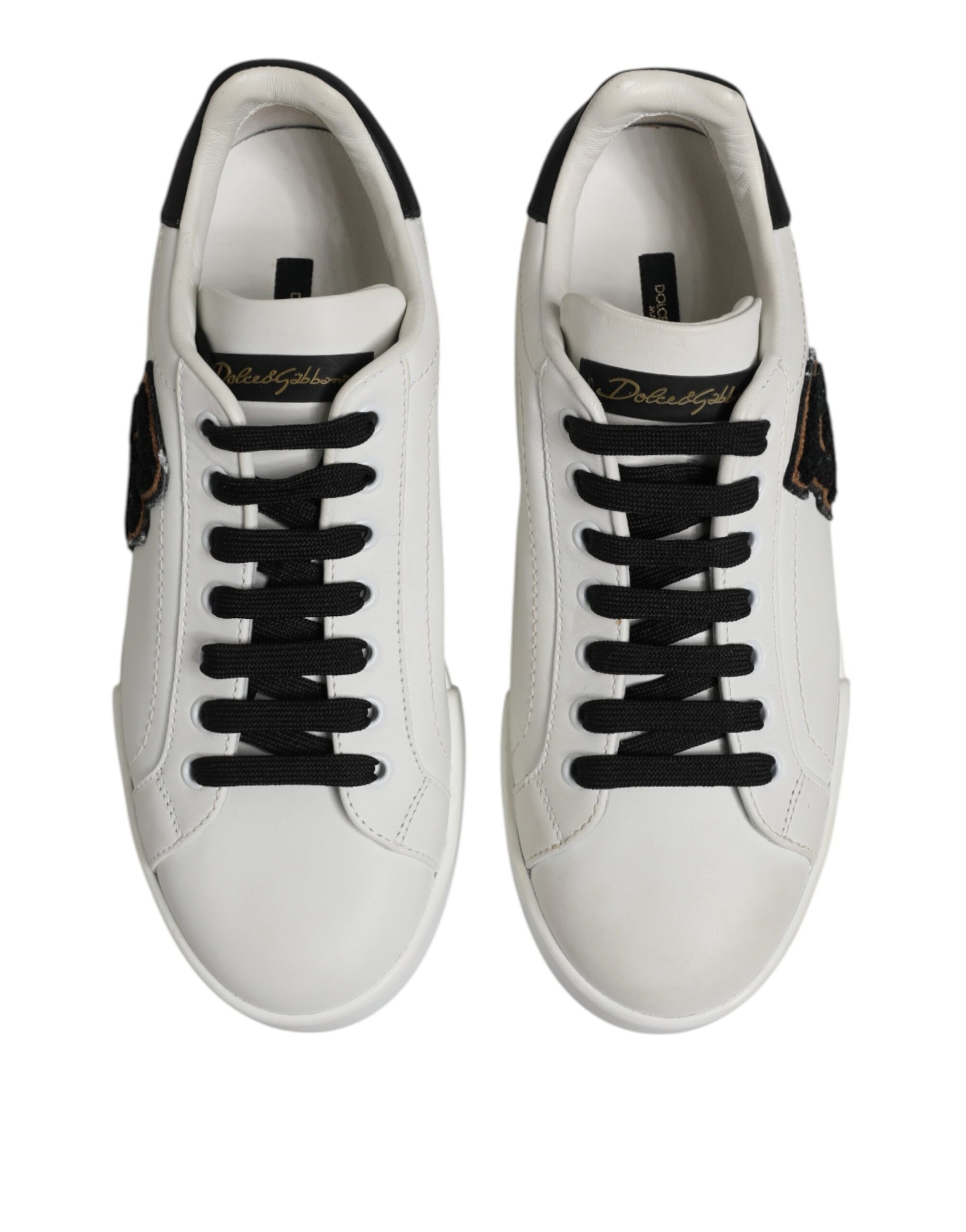 White Black Leather Lace Up Sneakers Shoes