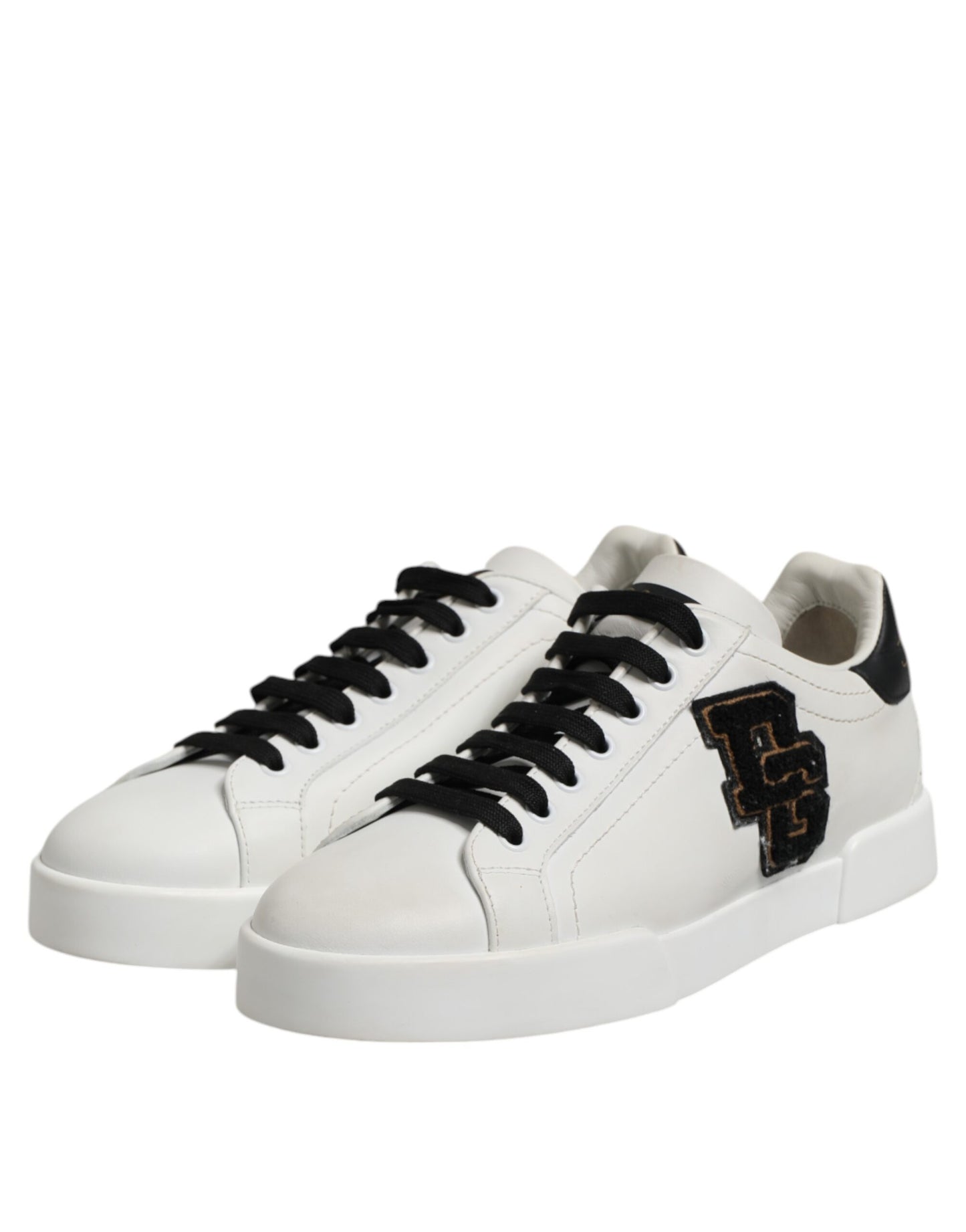 White Black Leather Lace Up Sneakers Shoes