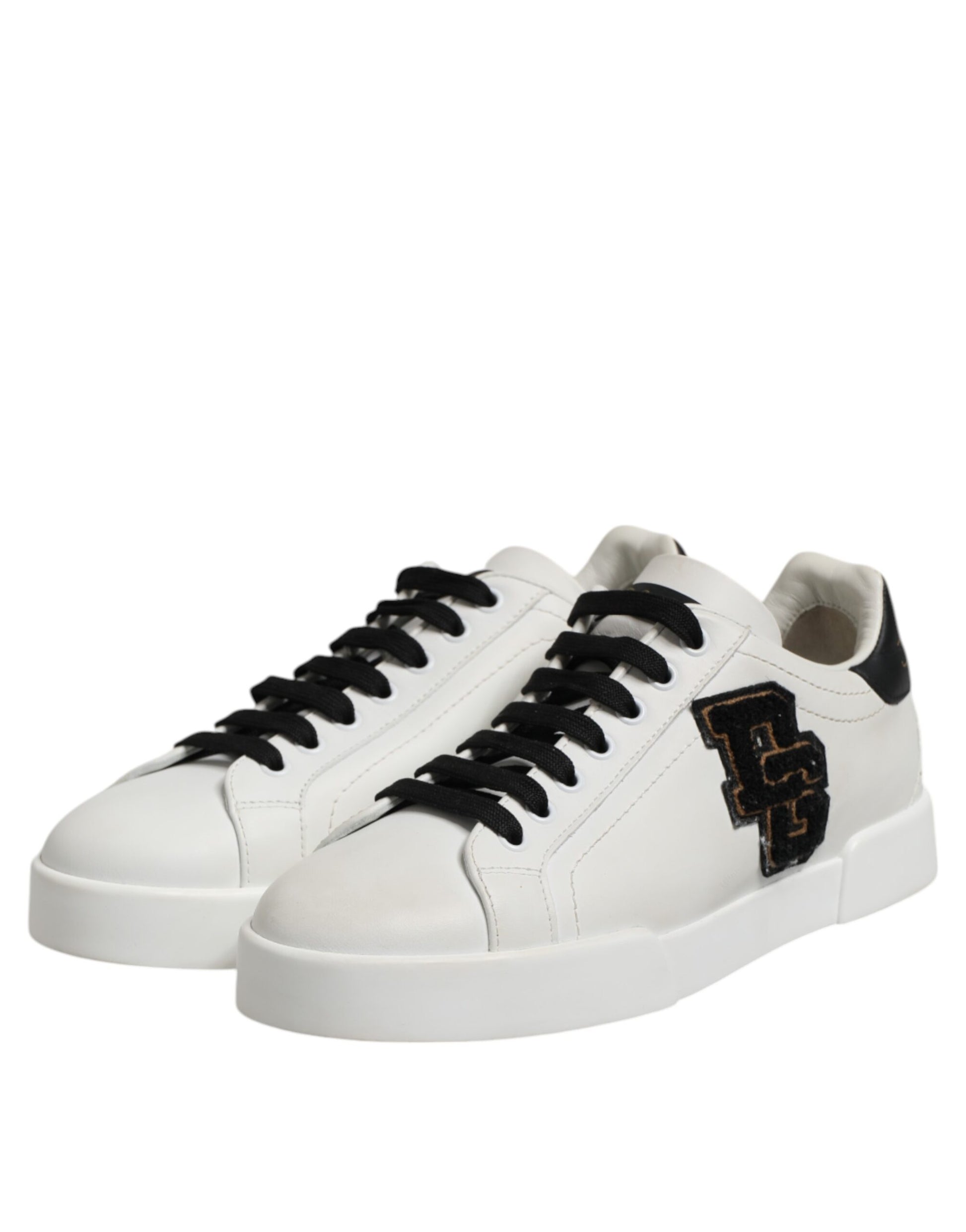 White Black Leather Lace Up Sneakers Shoes