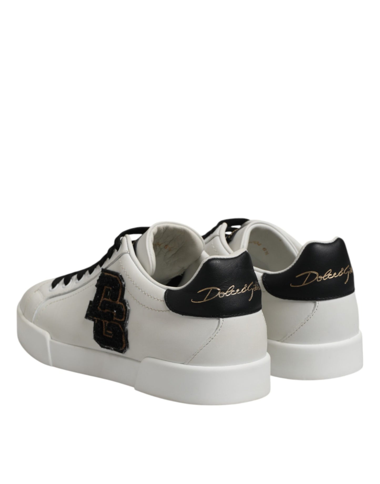 White Black Leather Lace Up Sneakers Shoes